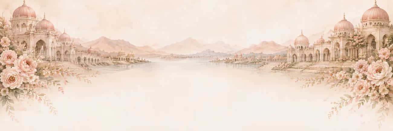 Watercolour palaces beside a calm lake